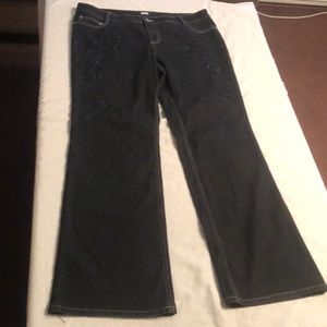 Black beaded sequins denim jeans by route 15/16